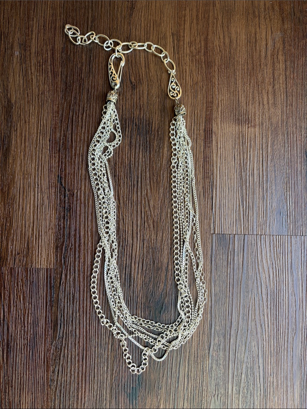 Layered silver-Tone Multi-Chain Necklace 15”